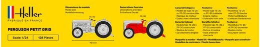 Maquette de tracteur : Coffret Ferguson "Petit gris" - 1/24 - Heller 57401