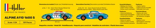 Maquette voiture française Alpine A110 1600 - 1:24 - Heller 80745