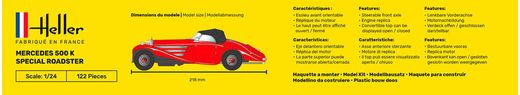 Maquette voiture : Starter Kit 500K Special Roadster 1/24 - Heller 56710