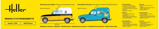 Maquette voiture de collection : Renault 4 Fourgonnette F4 1/24 - Heller 82700