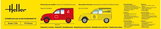 Maquette voiture de collection : Citroen 2CV Fourgonnette AK 250 1/24 - Heller 82701