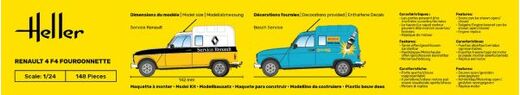 Maquette voiture de collection : Starter set : Renault 4 Fourgonnette F4 1/24 - Heller 58700