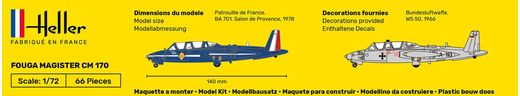 Maquette avion : Starter Kit Fouga Magister CM 169 - 1:72 - Heller 56220