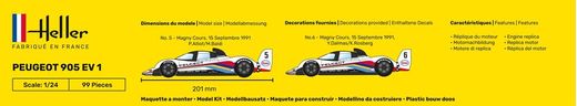 Maquette voiture de collection : Peugeot 905 EV 1 - 1/24 - Heller 80718