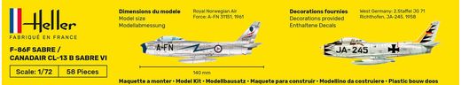 Maquette avion militaire : F-86F Sabre / Canadair CL-13 B Sabre VI 1/72 - Heller 80277
