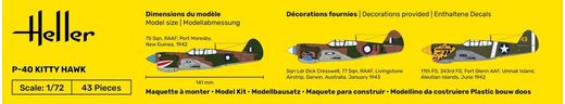 Maquette avion britannique : Starter Kit P-40 Kitty Hawk 1/72 - Heller 56266