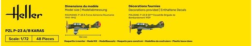 Coffret cadeau maquette avion polonais : Starter kit PZL 23 Karas 1/72 - Heller 56266