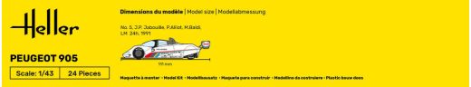 Kit de modélisme automobile : Starter kit Peugeot 905 1/43 - Heller 56110