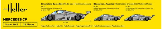 Maquette de voiture de course : Mercedes C9 1/43 - Heller 80107