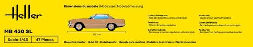 Maquette de voiture : MB 450 SL 1/43 - Heller 80171