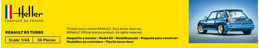 Maquette voiture de collection : Starter kit Renault R5 Turbo - 1/43 - Heller 56150
