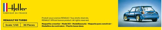 Maquette voiture de collection : Starter kit Renault R5 Turbo - 1/43 - Heller 56150