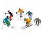 Miniatures de 6 figurines debout à ski miniatures - 1:32 - Jaegerndorfer 54400