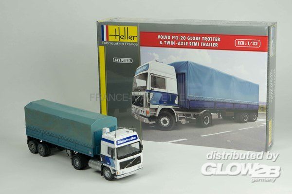 Heller 81703-1:32 VOLVO F12-20 Globetrotter /& Twin-Axle Semi trailer Neu