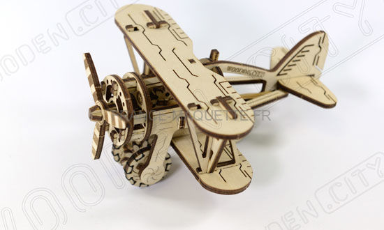 Maquette en bois avion biplan - La Boutique Solaire