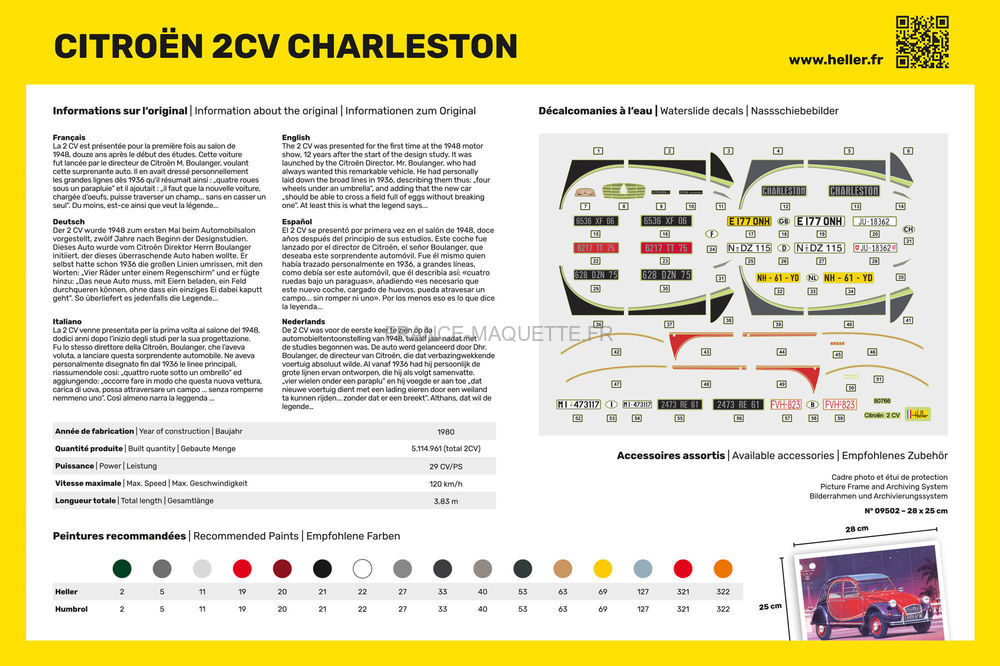 Heller - Maquette - Voiture - Starter Kit - Citroen 2CV Charleston