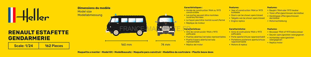 HELLER - Maquette Starter Kit Gendarmerie Set Renault Estafette + Renault 4tl |heller|52325| 1:24 Maquette Char Promo